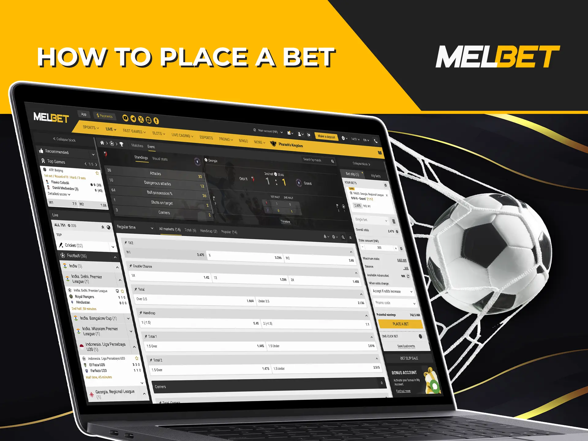 Place your bets quickly and efficiently with Melbet bookmaker.