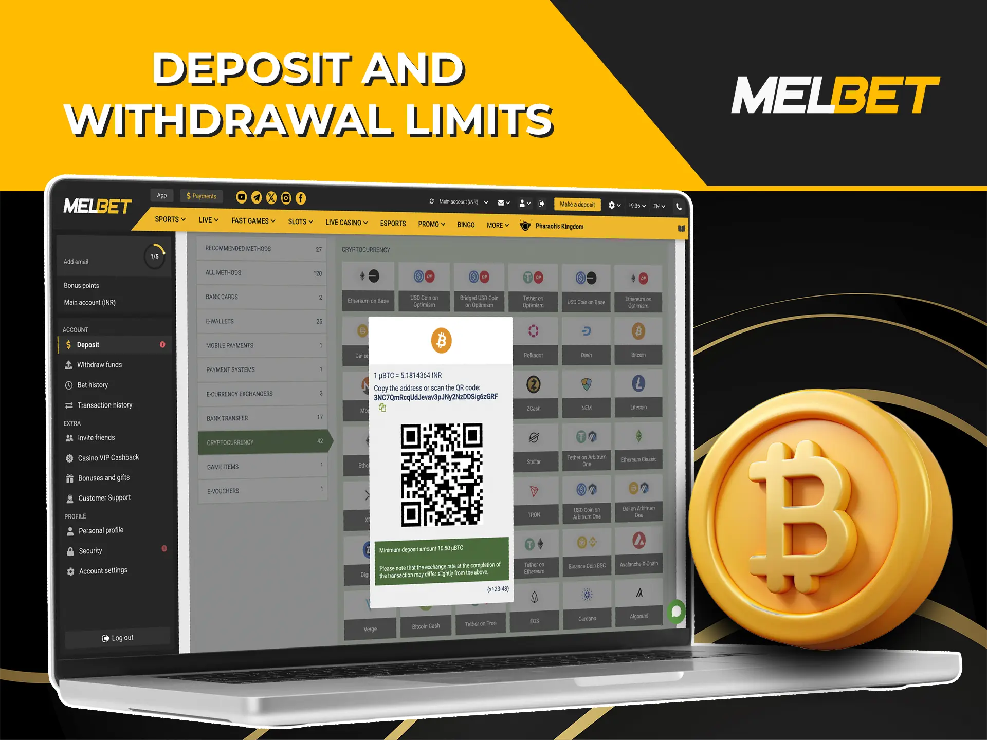 Read the article to know about possible limits when depositing with Melbet using bitcoin.