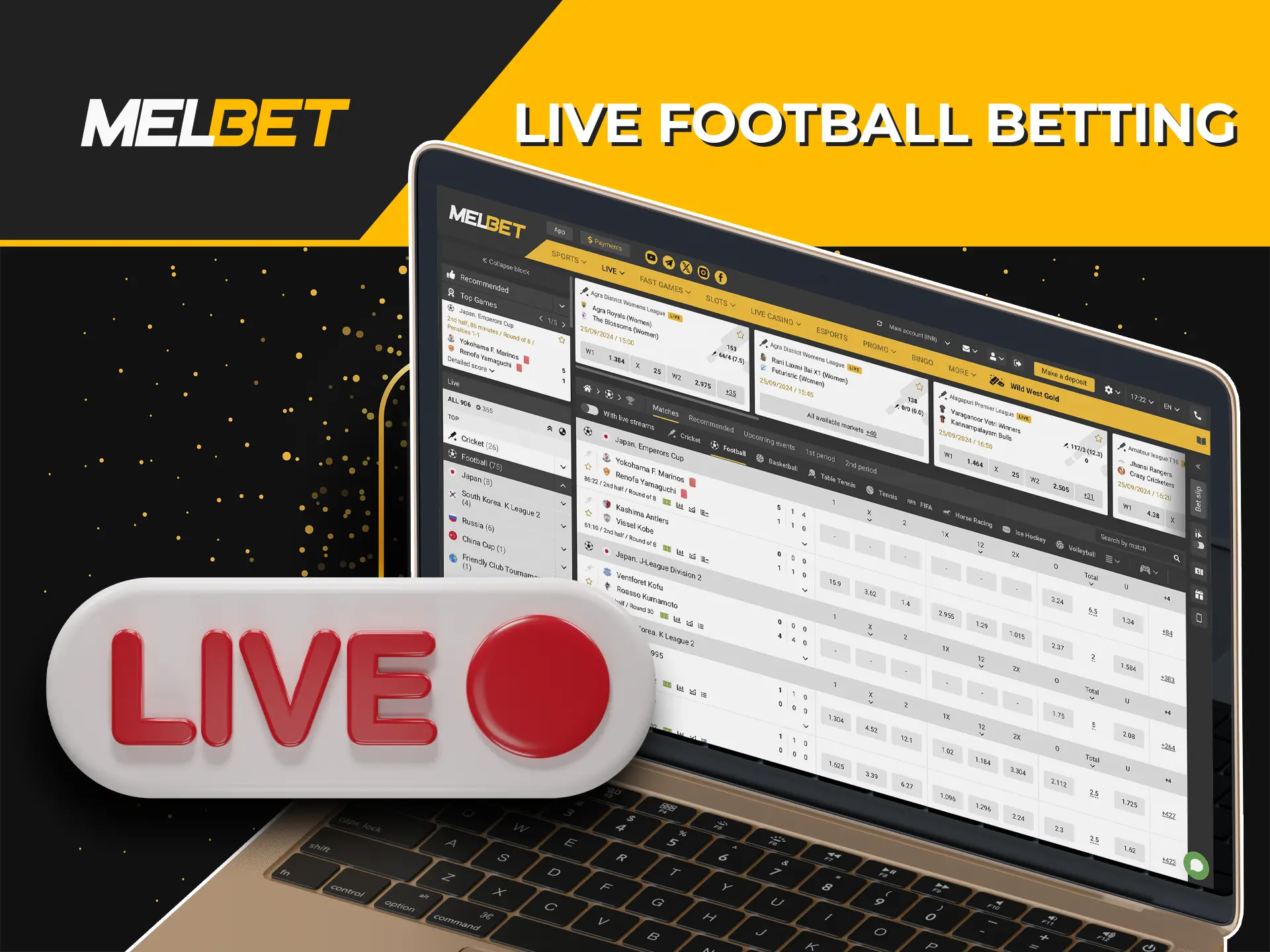 Follow the live stream on Melbet and predict the victory of your favourite team by placing a bet.