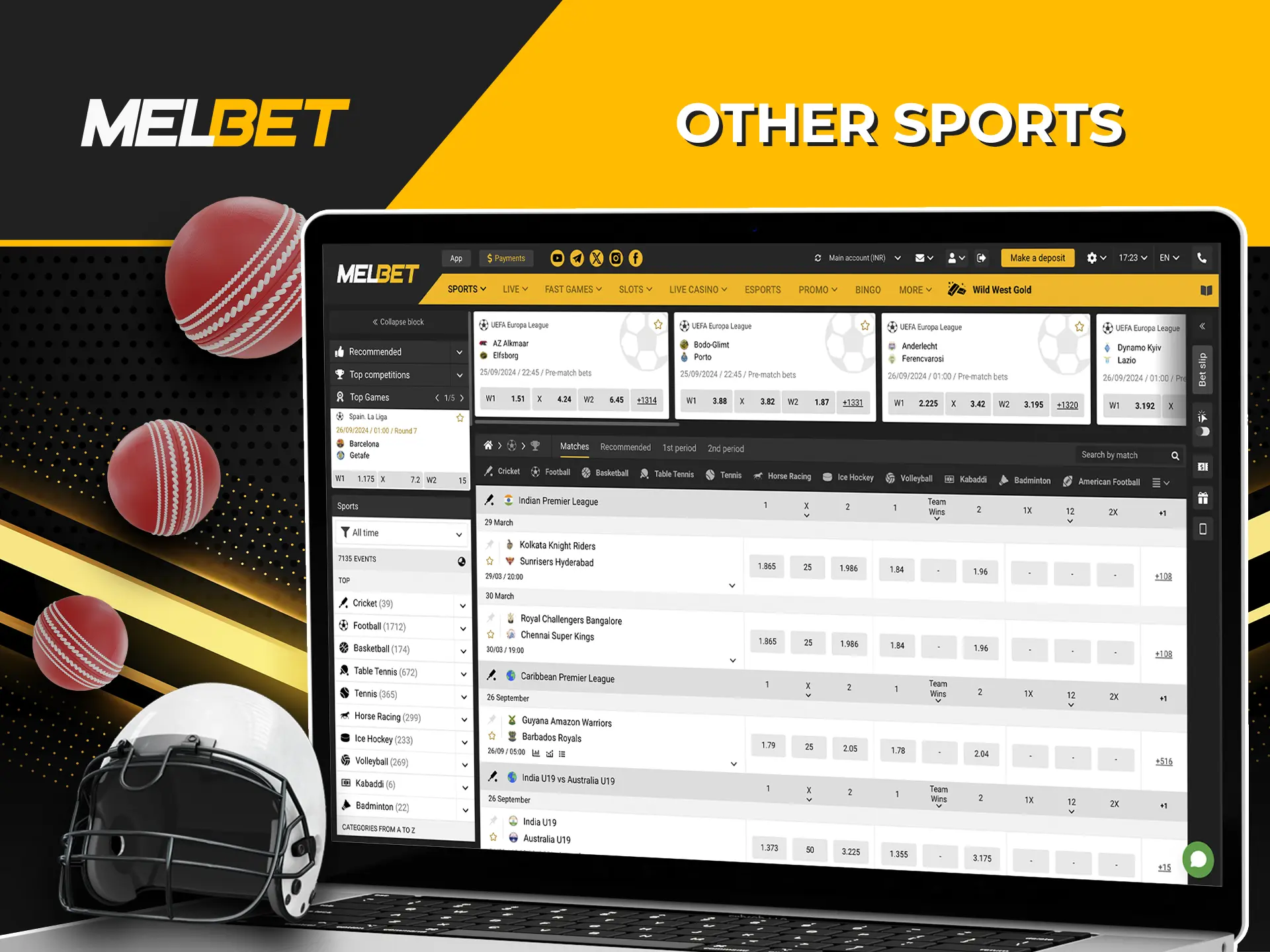 Use your knowledge when betting on sporting events at Melbet bookmaker.