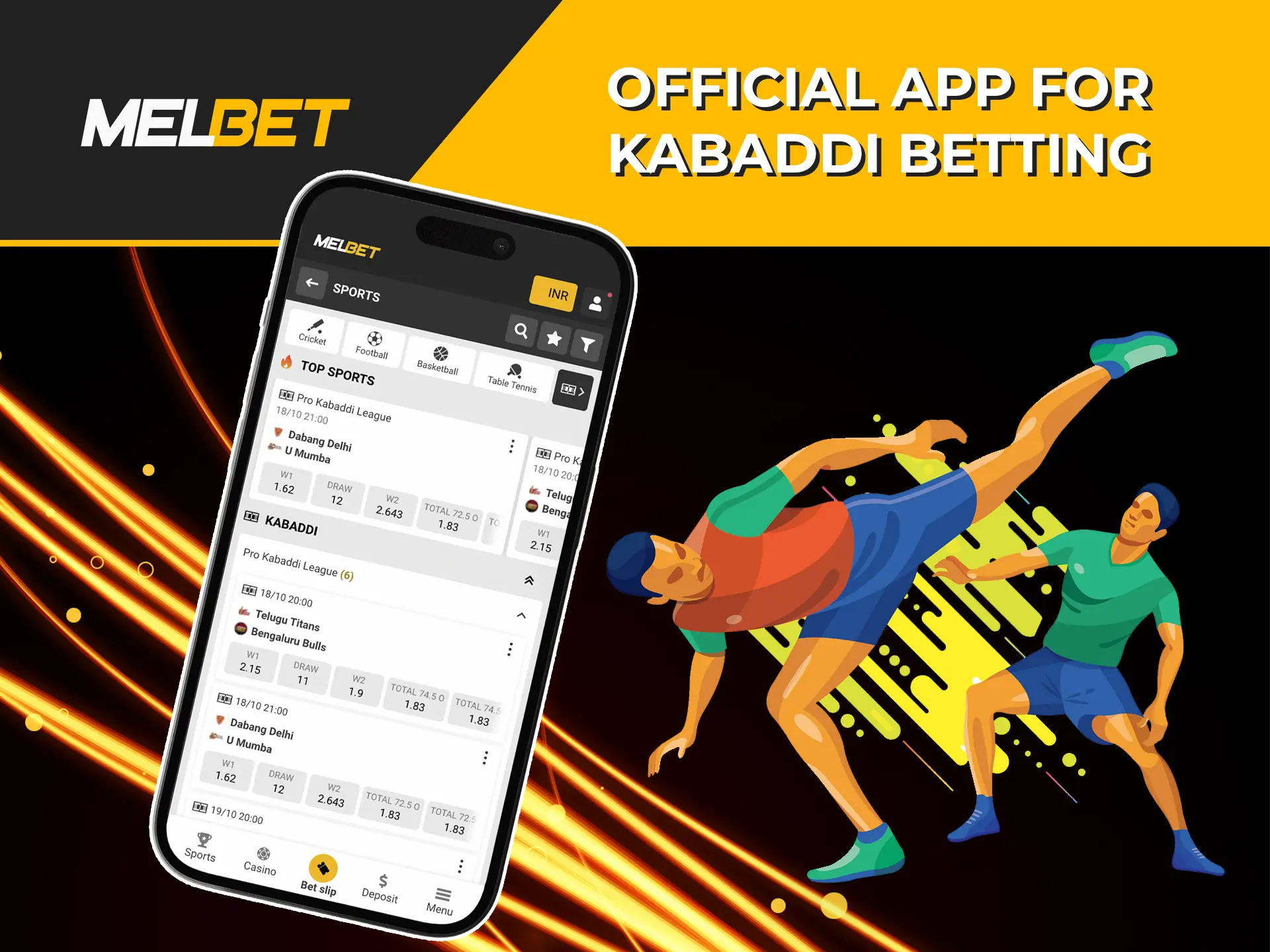 Use the productive and secure Melbet app for your kabaddi bets.