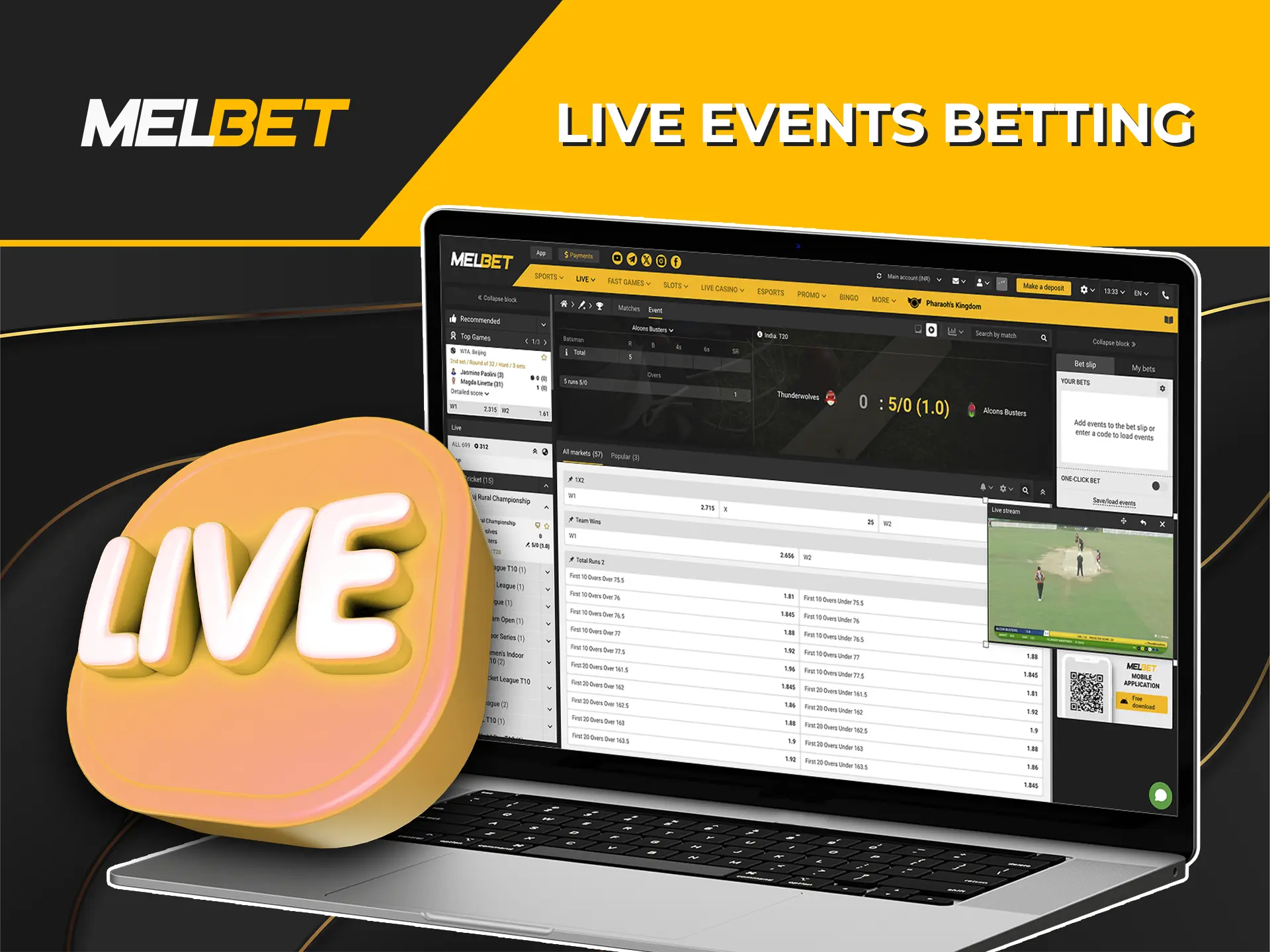 Watch live matches and predict your favourite team's victory at Melbet Casino.