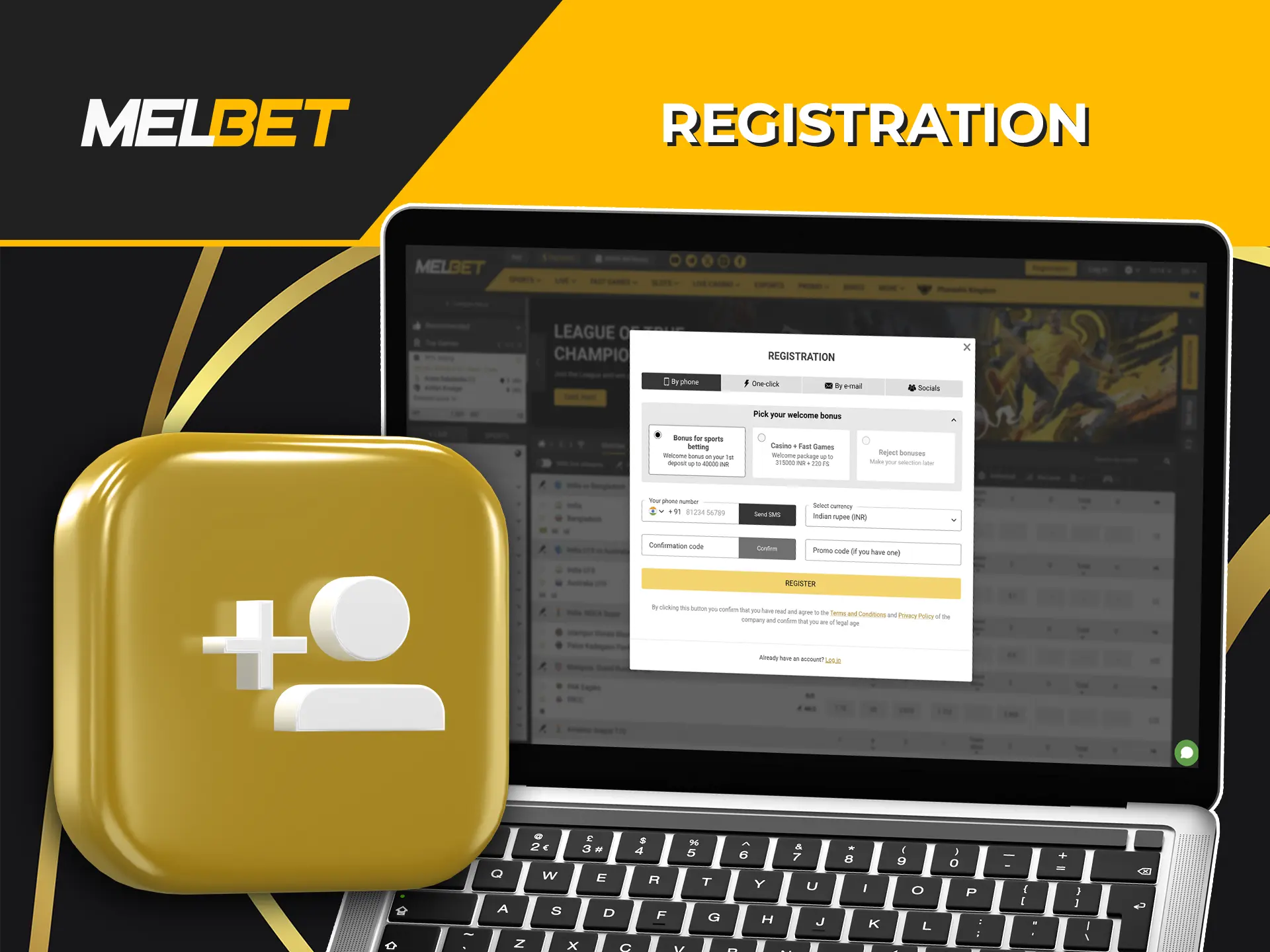 Perform a simple registration at Melbet, which can be handled by any level of user.