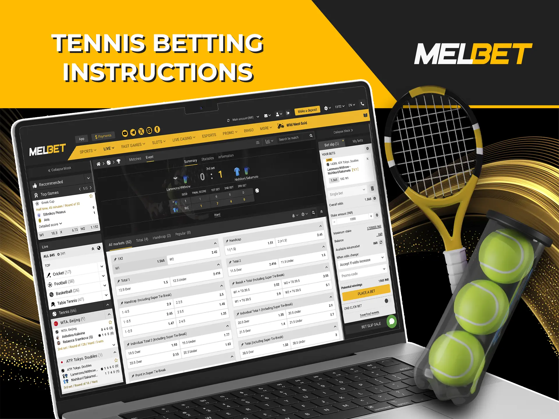 Demonstrate your knowledge and make an accurate tennis match prediction at Melbet.