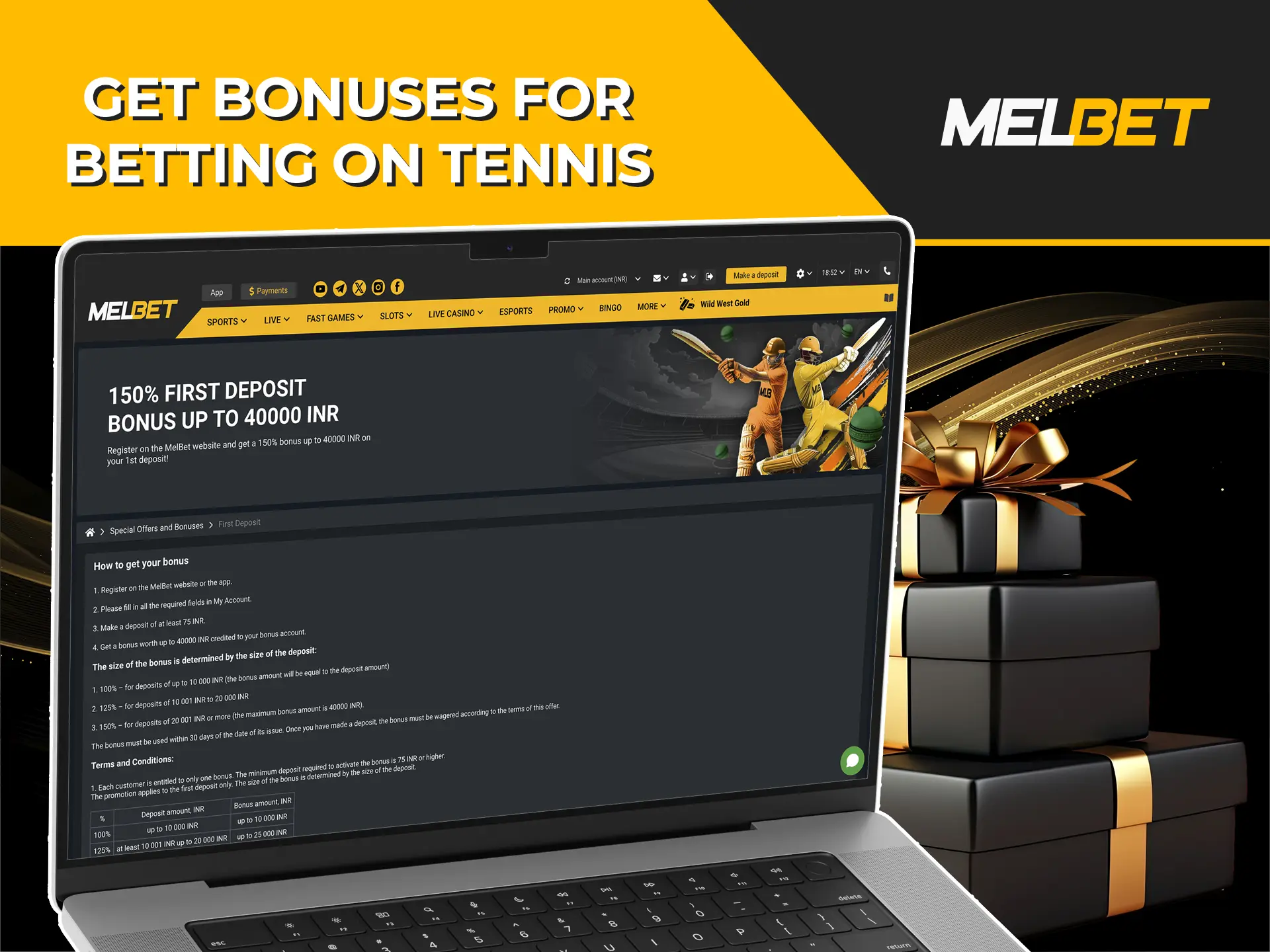 Increase your first deposit thanks to a bonus from bookmaker Melbet.