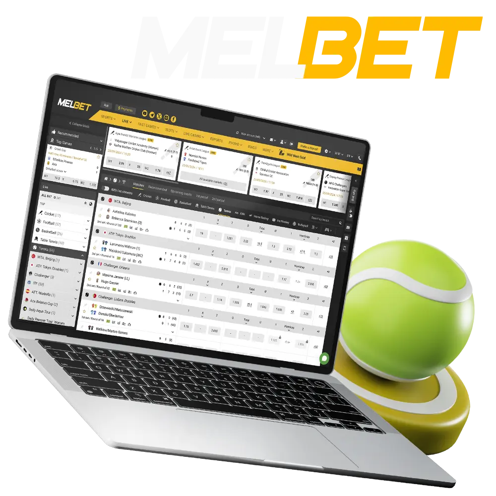 Check out the available bets on tennis events at Melbet bookmaker.