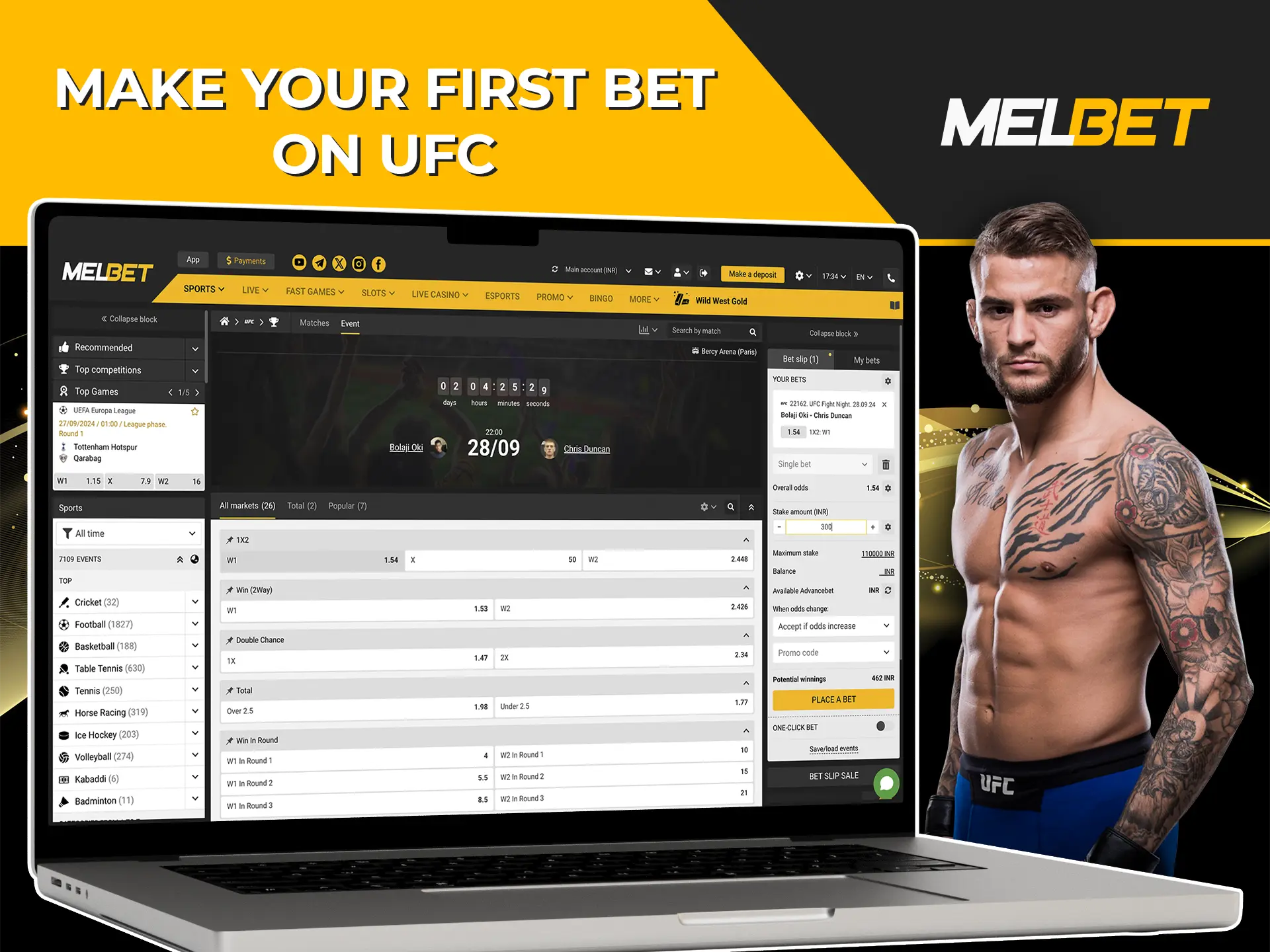 Follow the oppositions of the best fighters and make your predictions at Melbet.