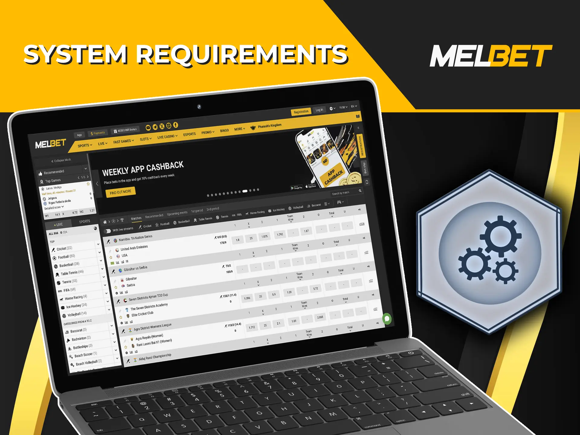 Familiarise yourself with the system requirements needed to use Melbet Casino.