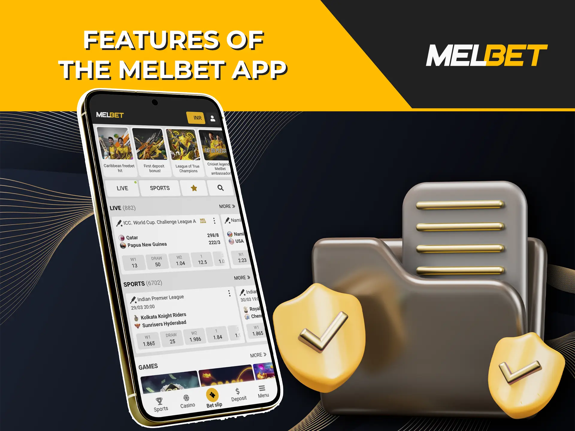 Familiarise yourself with the main features when using the Melbet app.