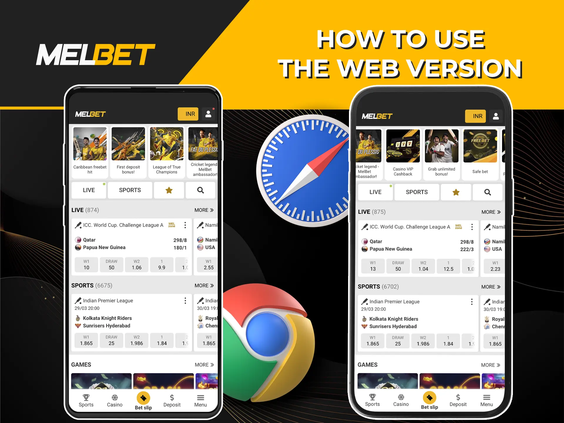 The mobile version of Melbet's website adapts quickly to any device and shows great performance.