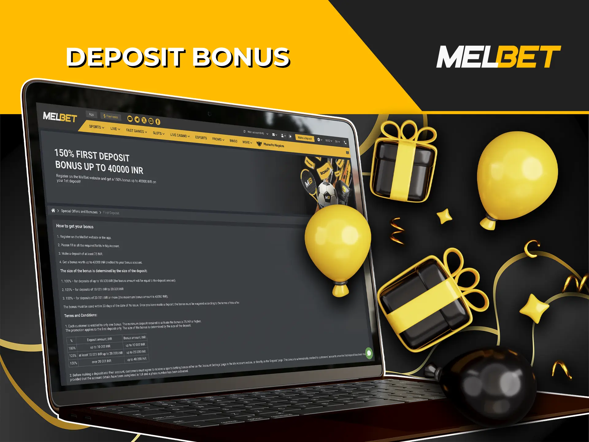 Take the opportunity to get a big bonus on your first deposit at Melbet Casino.