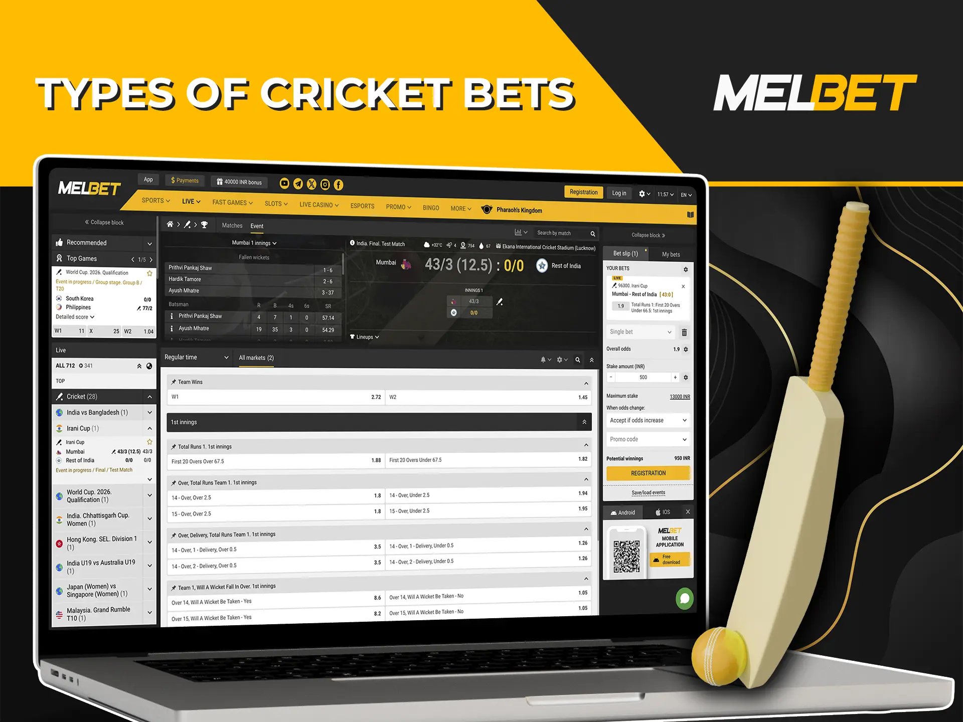 Explore the main betting options available at Melbet bookmaker.