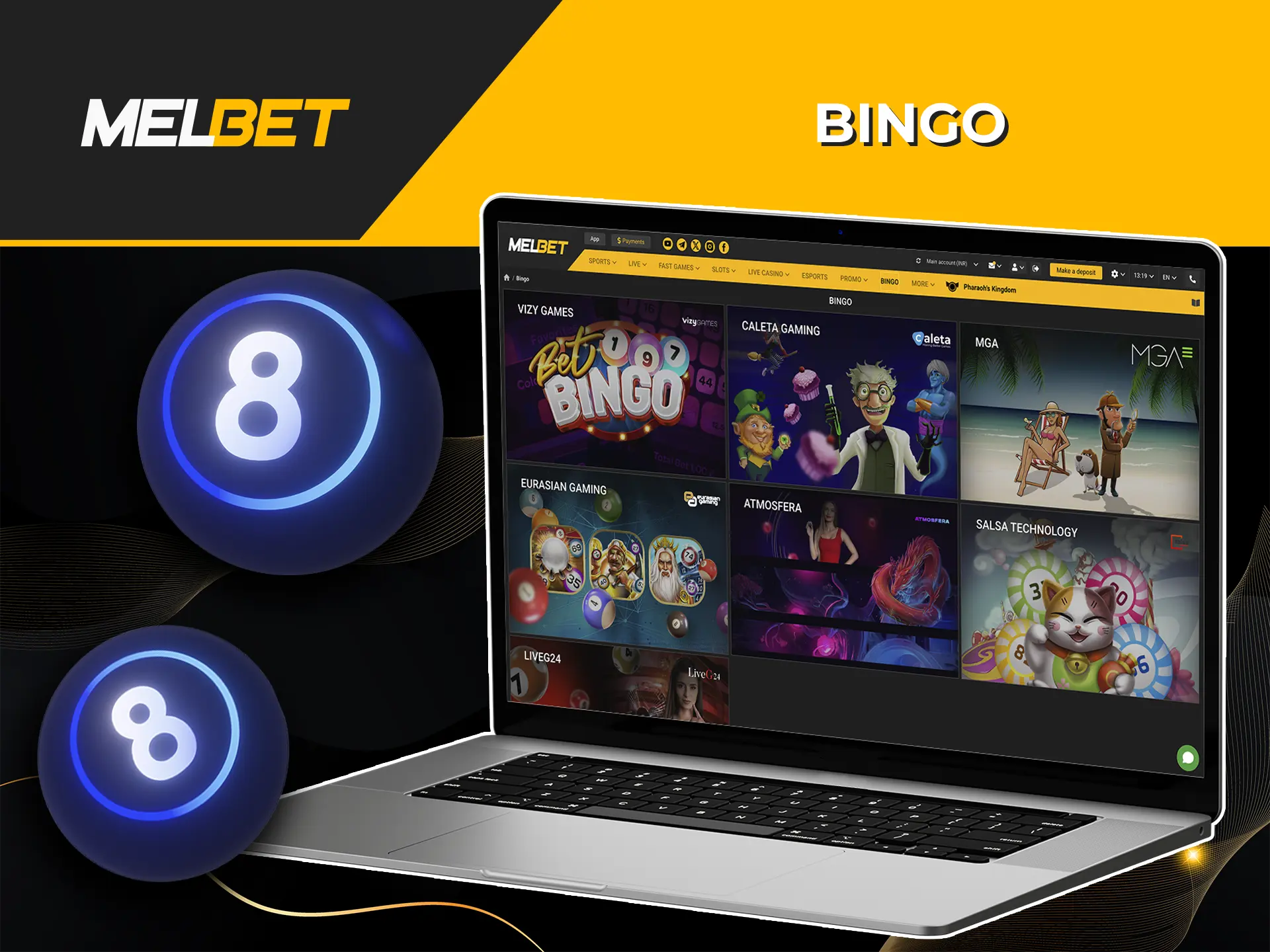 Test your luck by selecting a combination of numbers in Bingo from Melbet Casino.