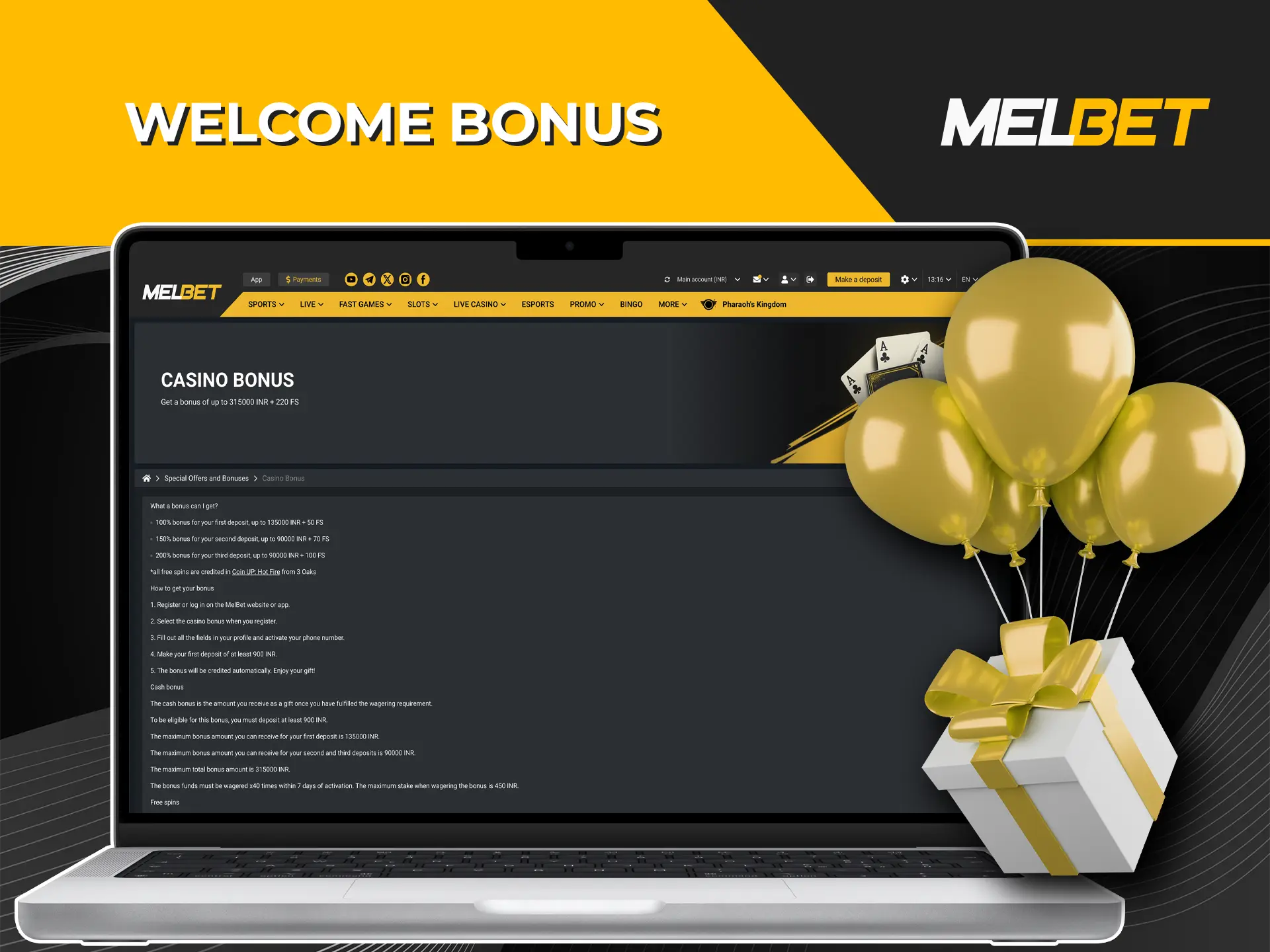 Take advantage of Melbet's bonus which will increase your deposit and bets.