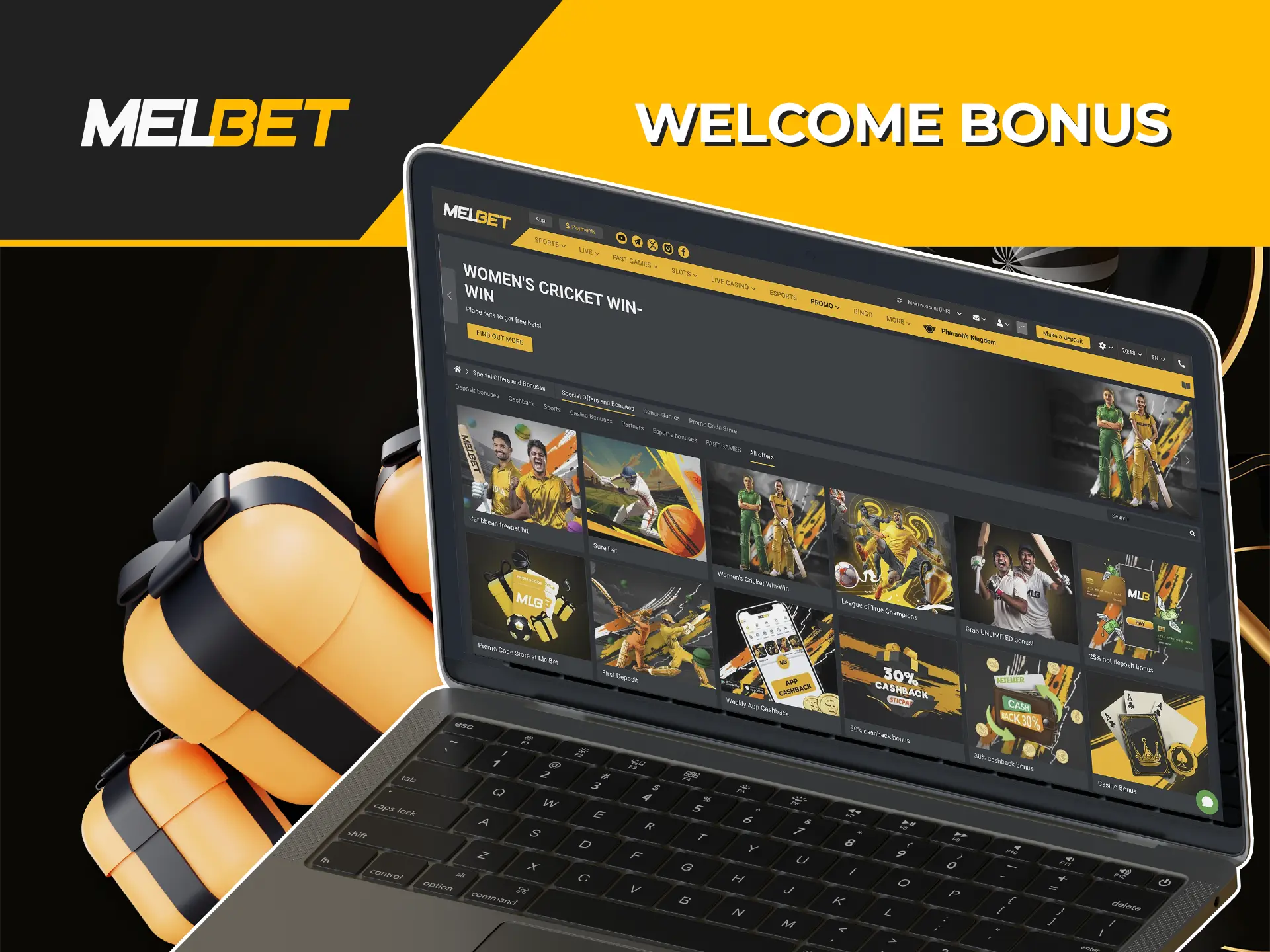 Immediately after registering at Melbet, you will have access to a bonus that will increase your deposit and give you confidence when betting and playing.