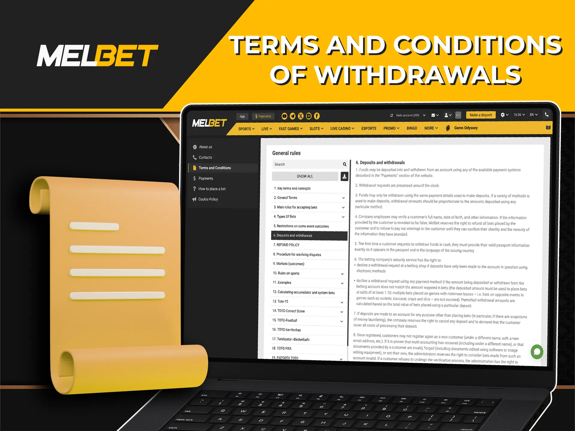 Learn the rules for withdrawing funds from Melbet Casino.