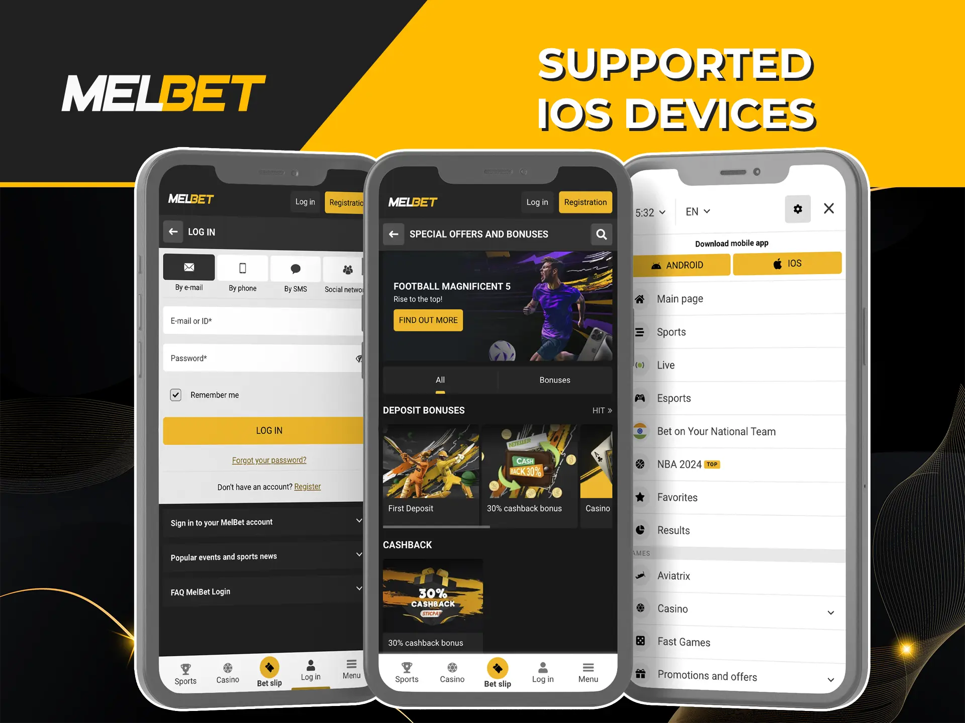 Find out if your iOS device meets the recommended requirements to install the Melbet app.