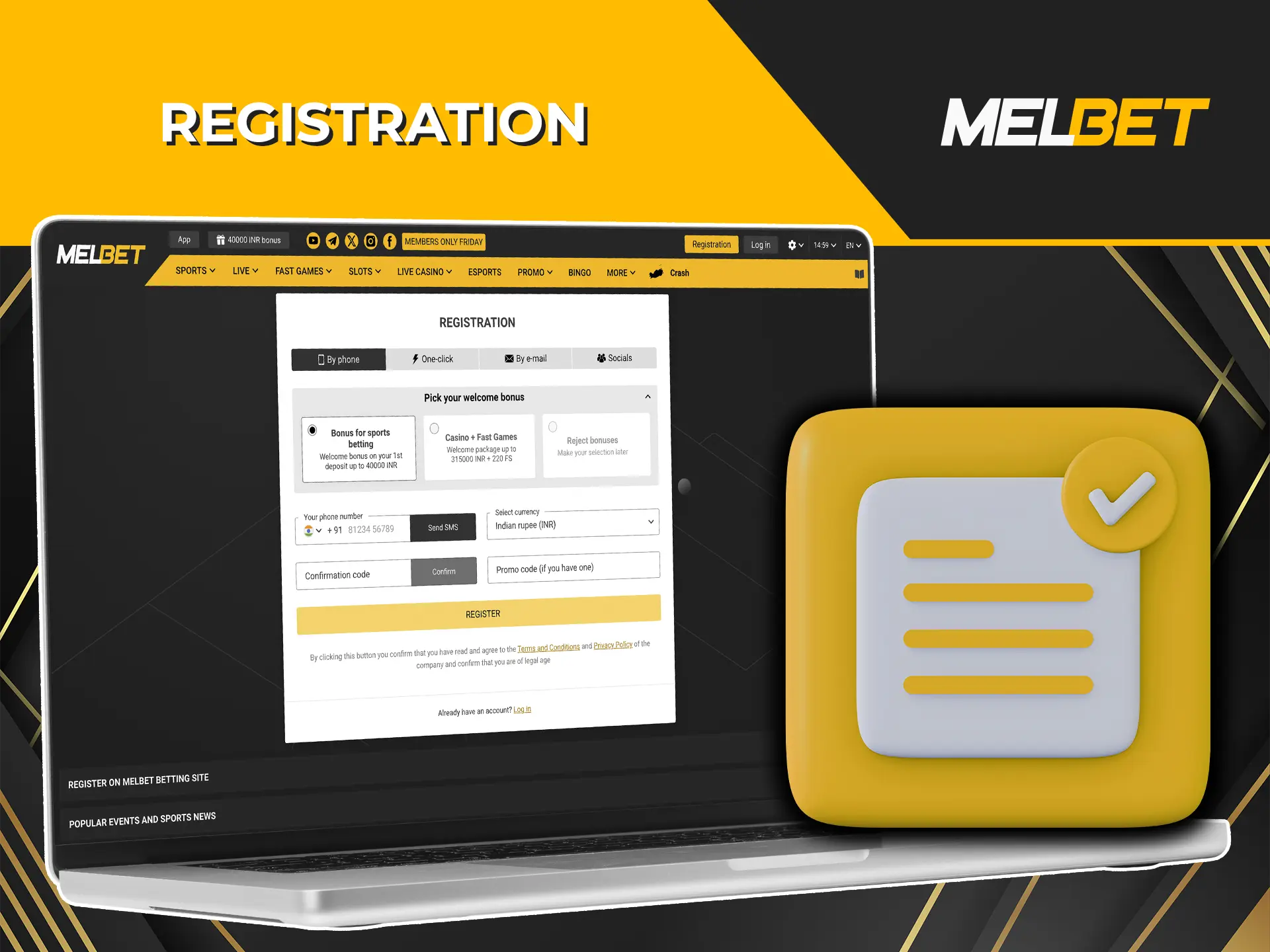 Register in just a few clicks at Melbet.