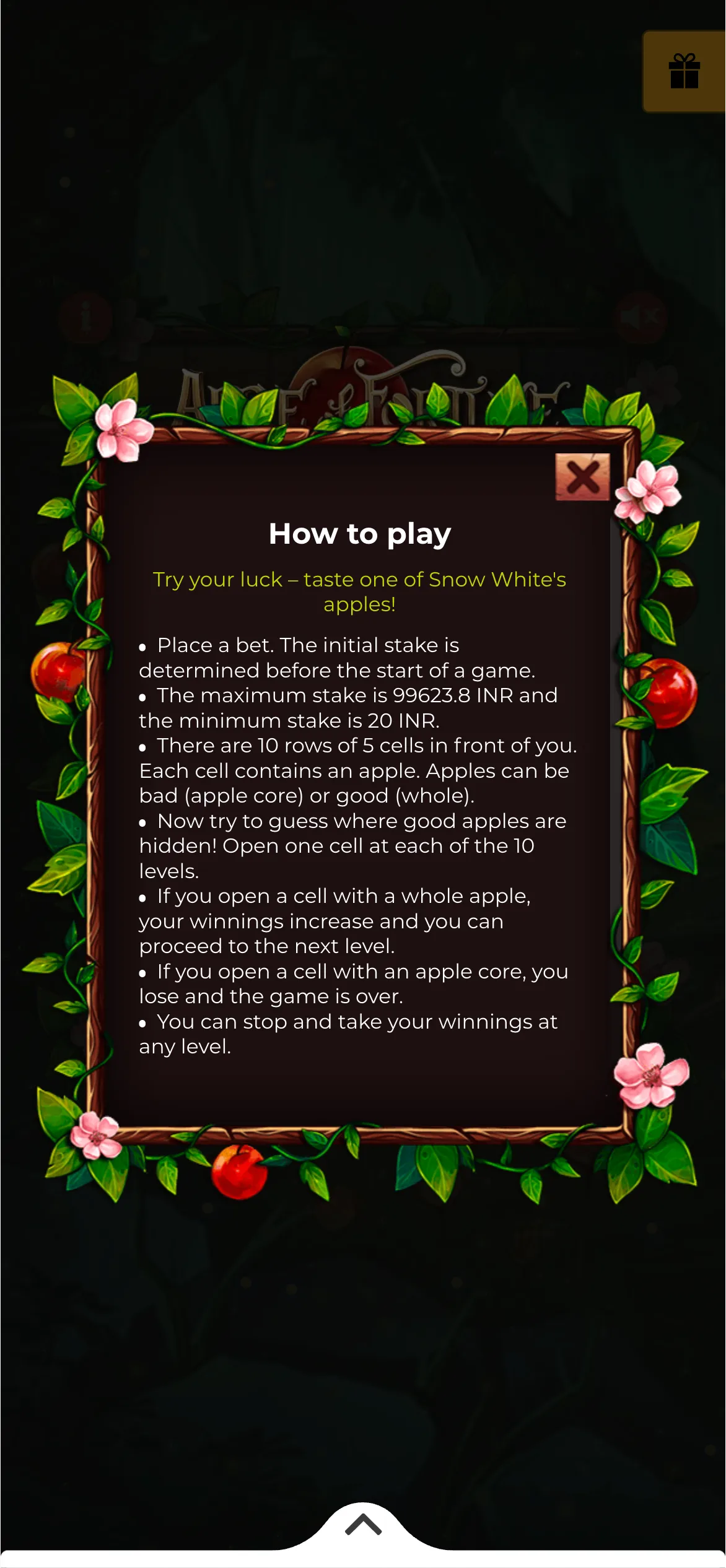 Familiarize yourself with the Apple of Fortune rules on Melbet.