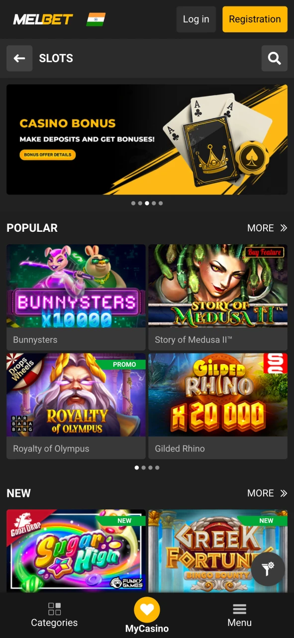 Play casino games and win on Melbet platform.