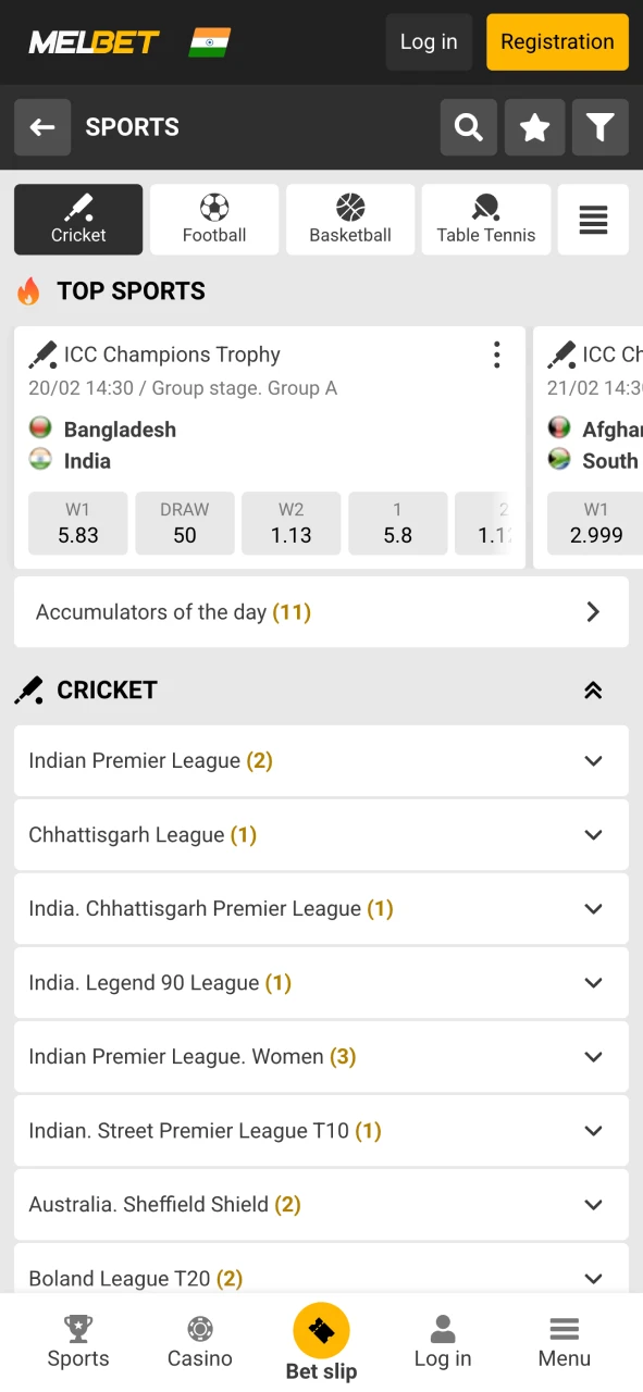 Start betting on cricket with official Melbet site.