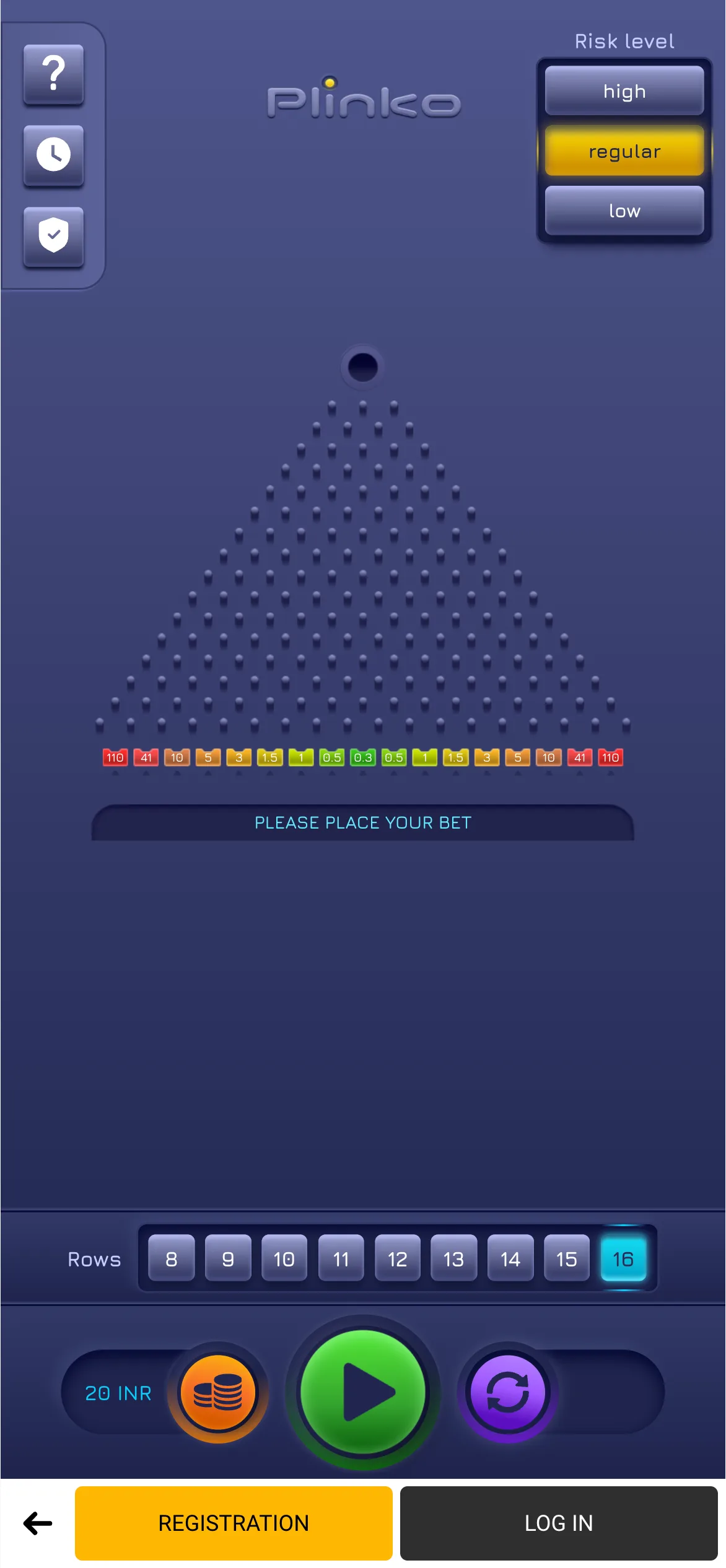 Choose different difficulty levels in Melbet Plinko to match your play style.