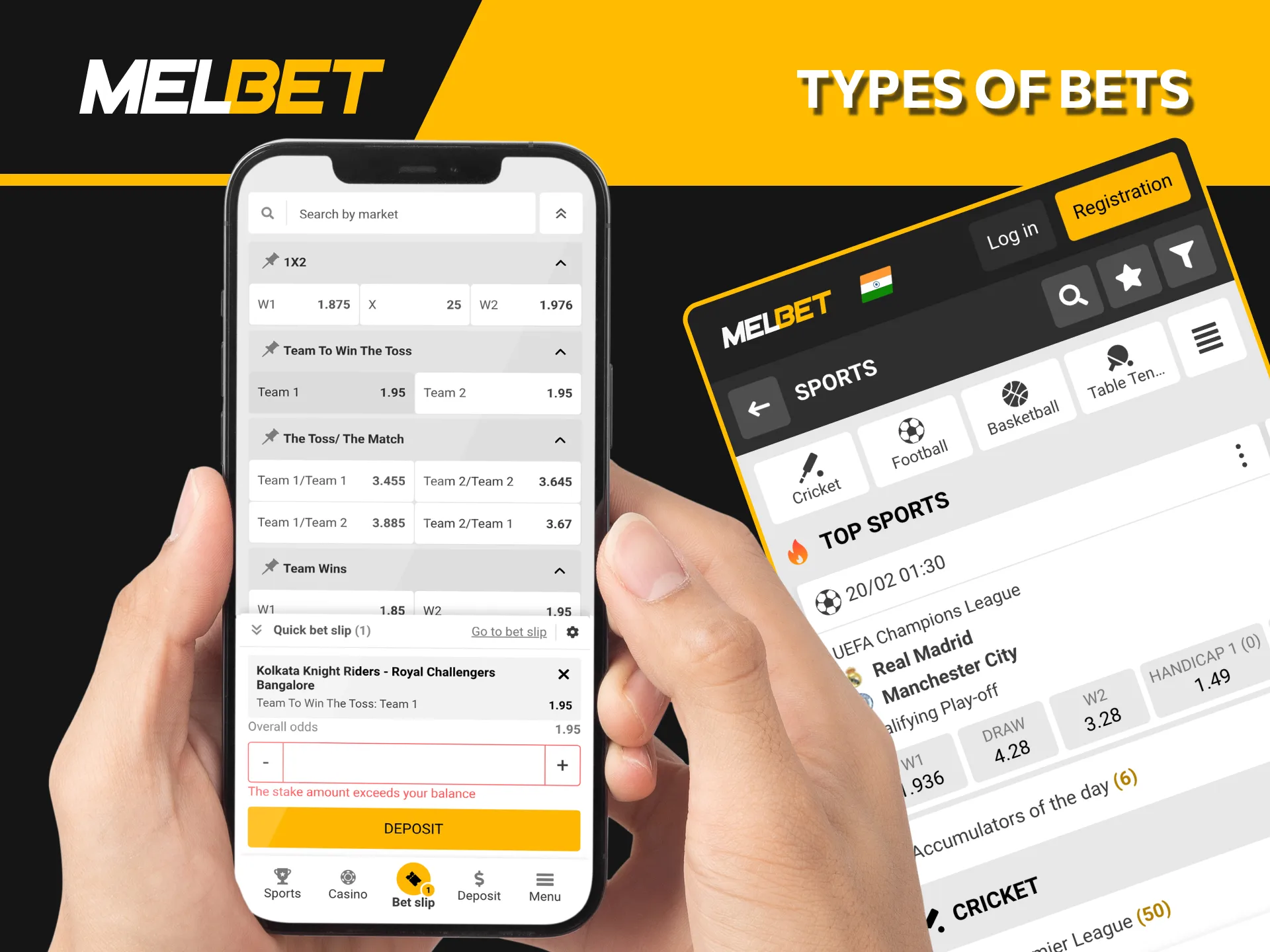 Choose various betting options with Melbet.