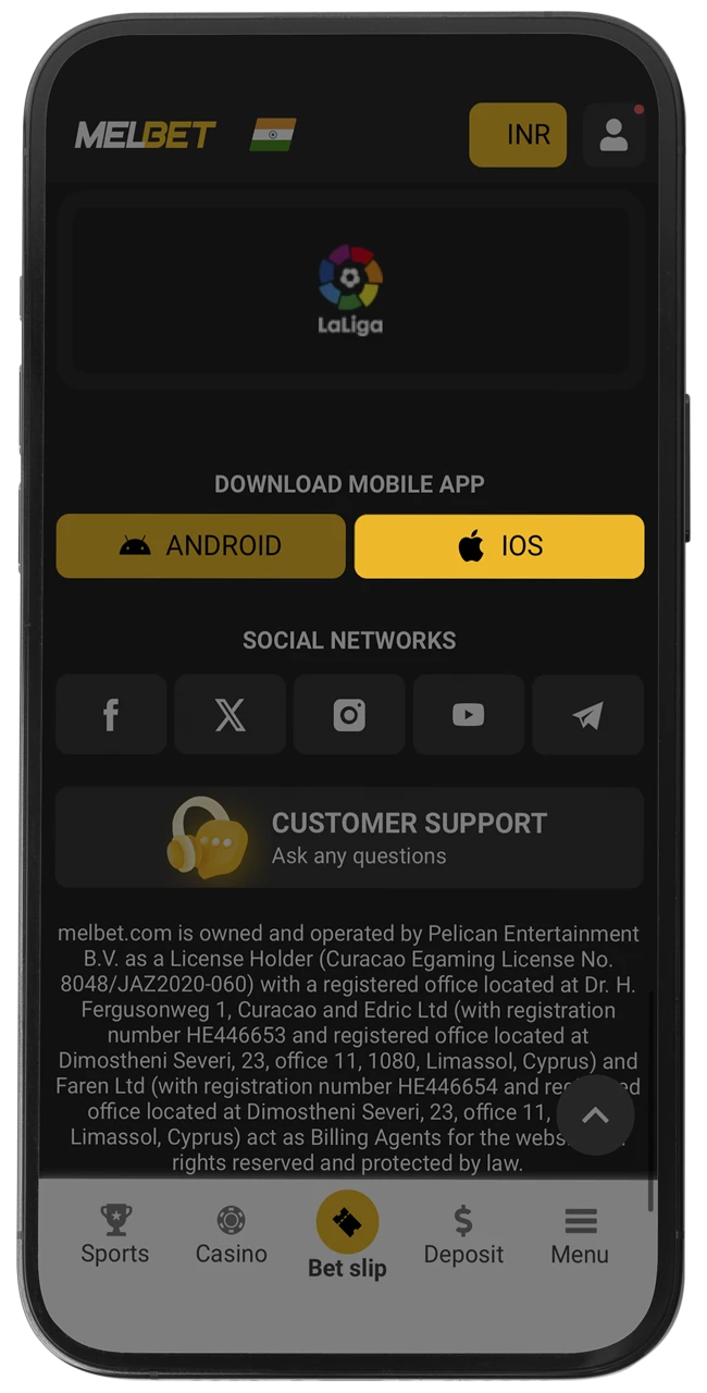 অ্যাপল লোগো সহ উপযুক্ত বোতামটি নির্বাচন করে Melbet অ্যাপের ইনস্টলেশন প্রক্রিয়া শুরু করুন।