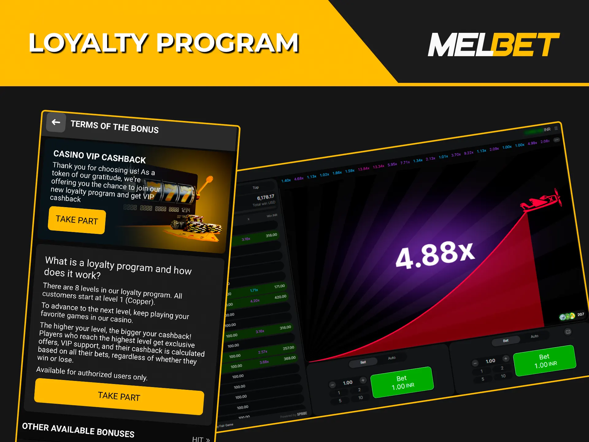Become a regular Melbet user to get an advantage in the Aviator game.