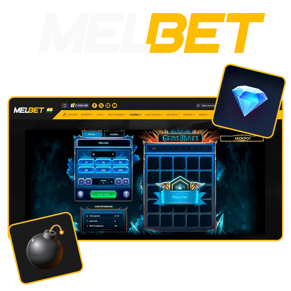 Join thousands in playing Melbet's popular Mines game.